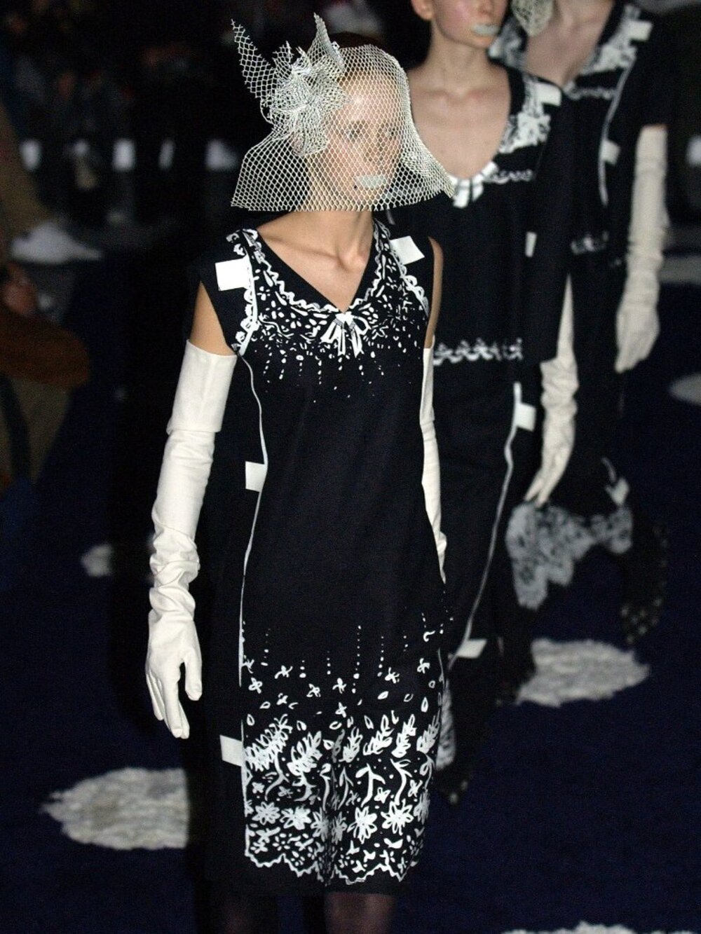Undercover 2003AW Runway Paperdoll Distressed Print Dress